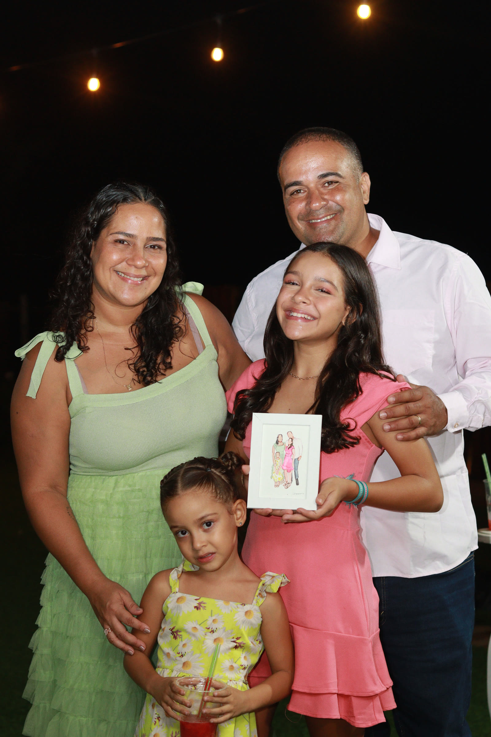 Família com o retrato ilustrado